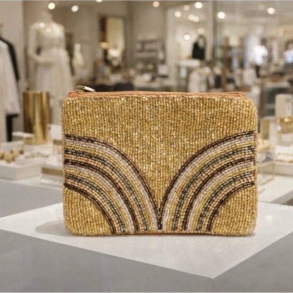 Kay Lee Gold Beaded Clutch NWT